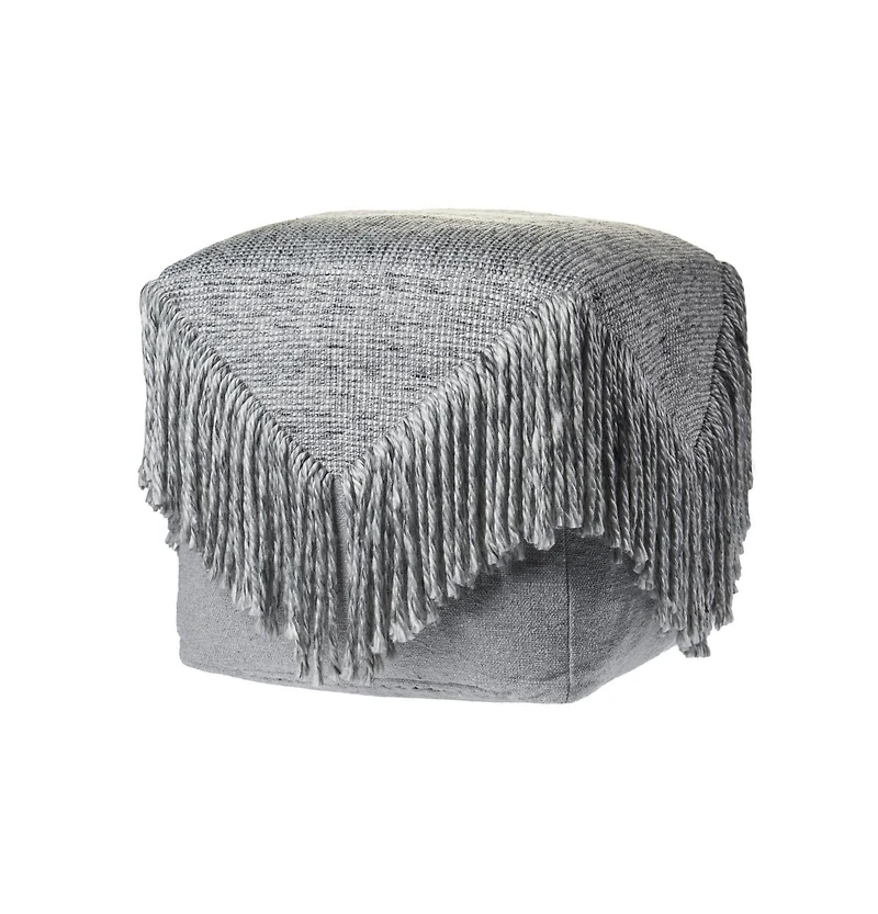 18" Grey Wool Ottoman