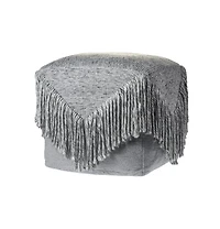 18" Grey Wool Ottoman