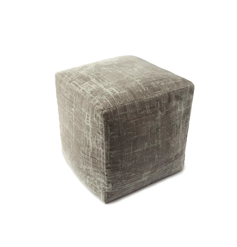 18" Grey Polyester Blend Ottoman