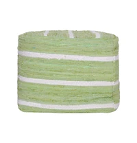 Cotton Cube Striped Pouf Ottoman for Living Room Seating and Decor