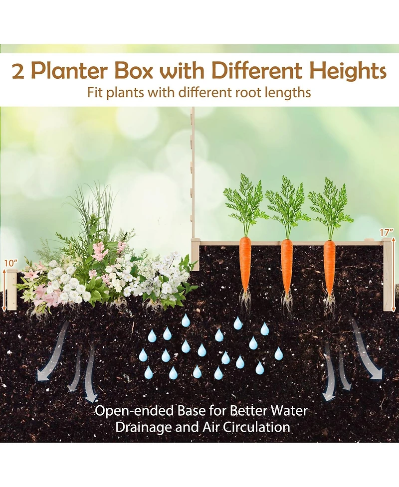 Raised Garden Bed with Trellis 87 Inch Wooden Elevated Planter with 2 Planter Boxes