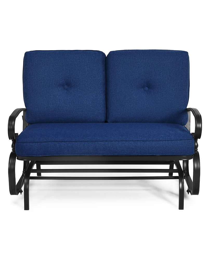 2 Seats Outdoor Swing Glider Chair with Comfortable Cushions