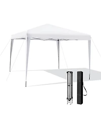 10 x 10 Feet Outdoor Pop-up Patio Canopy for Beach and Camp-White