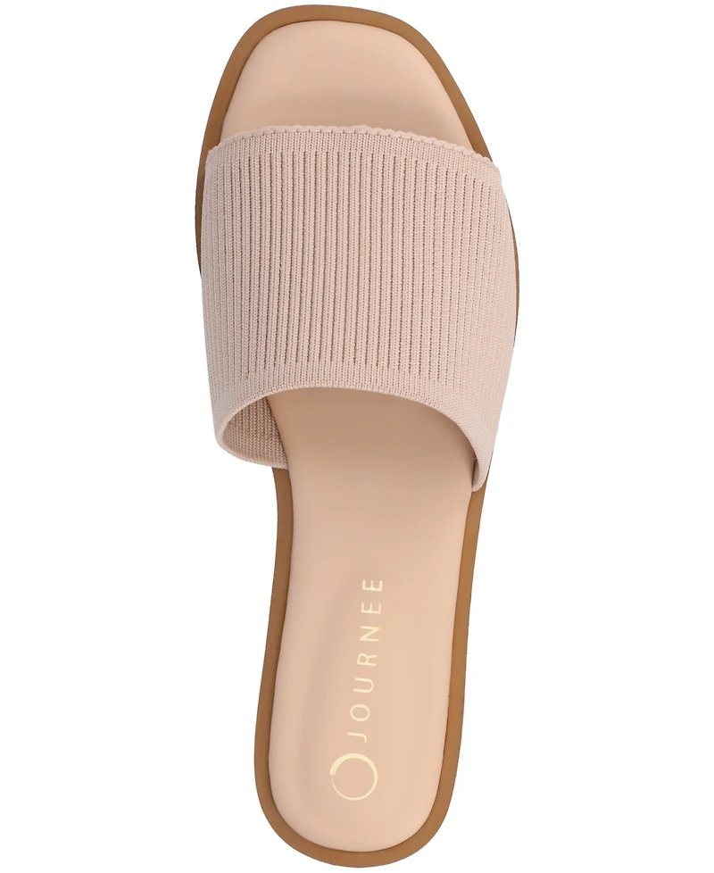 Journee Collection Women's Prisilla Single Band Slide Flat Sandals