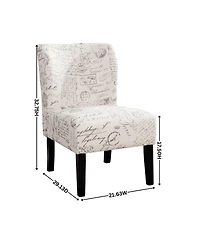 Streamdale Print Fabric Armless Contemporary Accent Chair, Blue Leaves