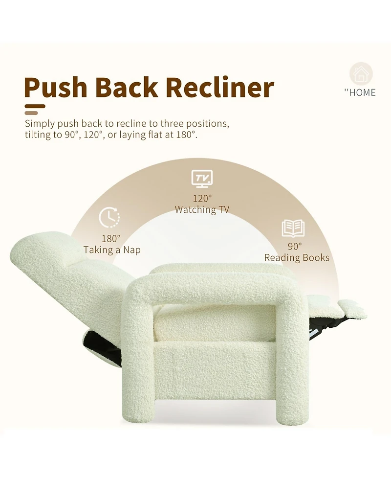 Streamdale Beige Push Back Recliner with Adjustable Backrest