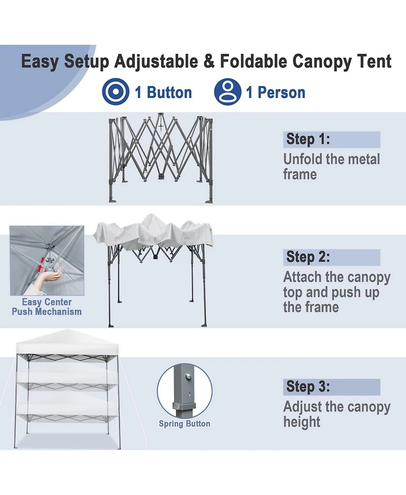 6.6 x 6.6 Feet Outdoor Pop-up Canopy Tent with Upf 50+ Sun Protection