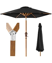 Best Choice Products 10ft Outdoor Woodgrain Pattern Steel Market Patio Umbrella w/ Crank