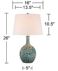 360 Lighting 26" High Gourd Mid Century Modern Coastal Table Lamps Set of 2 Teal Ceramic Living Room Bedroom (Colors May Vary)