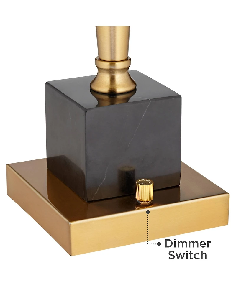 Wayne Modern Table Lamps 29 1/4" Tall Set of 2 with Usb Charging Port Brass Gold Black Tapered Drum Shade for Bedroom Living Room Nightstand Beds