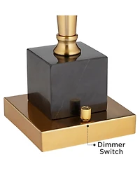 Wayne Modern Table Lamps 29 1/4" Tall Set of 2 with Usb Charging Port Brass Gold Black Tapered Drum Shade for Bedroom Living Room Nightstand Beds