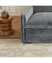 Streamdale Corduroy Loveseat Sofa with Ottoman & 2 Cushions