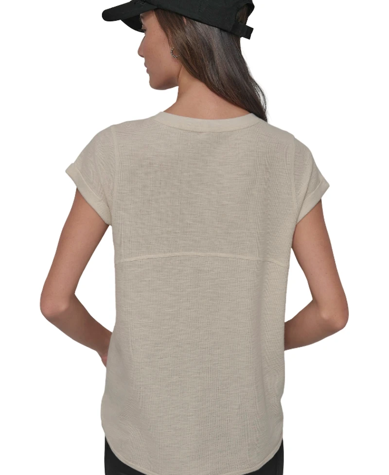 Dkny Women's Mini Slub Waffle Short Sleeve Top