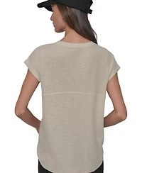Dkny Women's Mini Slub Waffle Short Sleeve Top