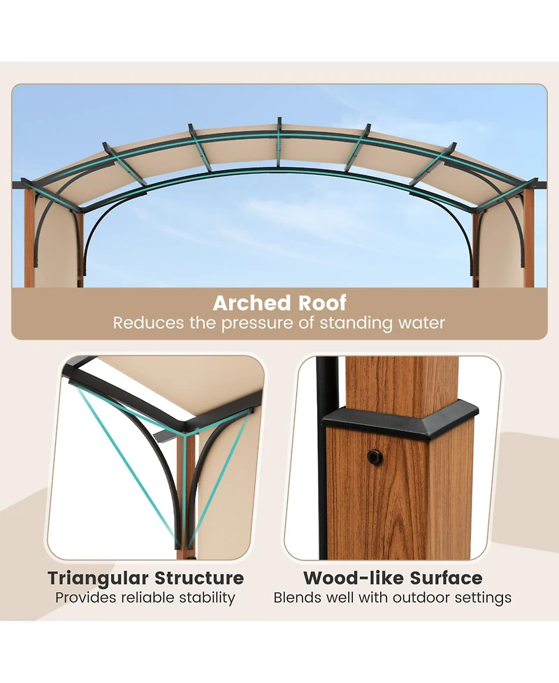 10 x 12 Ft Outdoor Retractable Pergola with Retractable Canopy for Patio