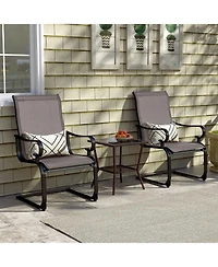 Set of 2 Patio Chairs with Quick-drying and Breathable Fabric for Backyard-Gray
