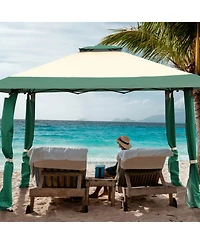 13 Feet x 13 Feet Pop Up Canopy Tent Instant Outdoor Folding Canopy Shelter-Green