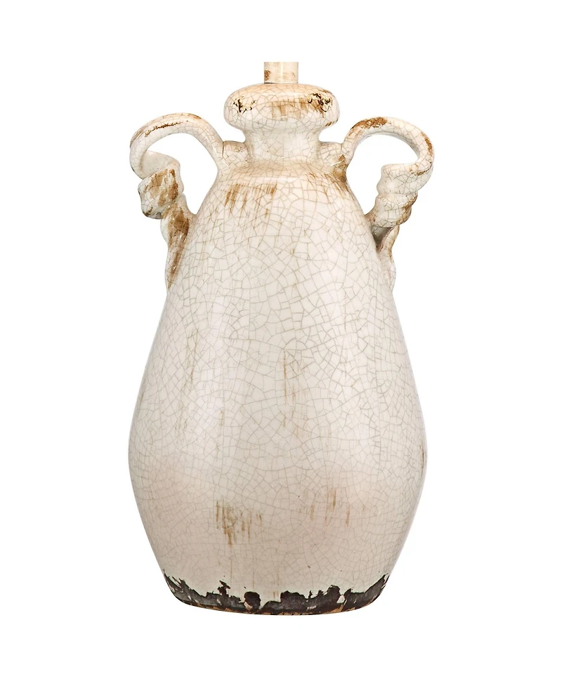 Regency Hill Rustic Country Cottage Table Lamps 29" Tall Set of 2 Crackled Ivory Glaze Ceramic Beige Bell Shade for Bedroom Living Room House Bed