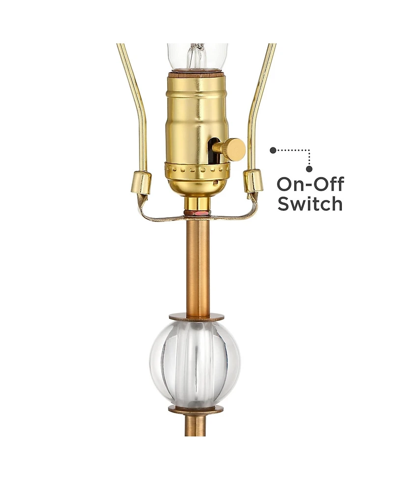 Vienna Full Spectrum Halston Modern Buffet Table Lamps 32 1/2" Tall Set of 2 Brass Crystal with Dimmer Off White Shade for Bedroom Living Room Be