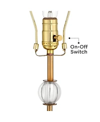 Vienna Full Spectrum Halston Modern Buffet Table Lamps 32 1/2" Tall Set of 2 Brass Crystal with Dimmer Off White Shade for Bedroom Living Room Be