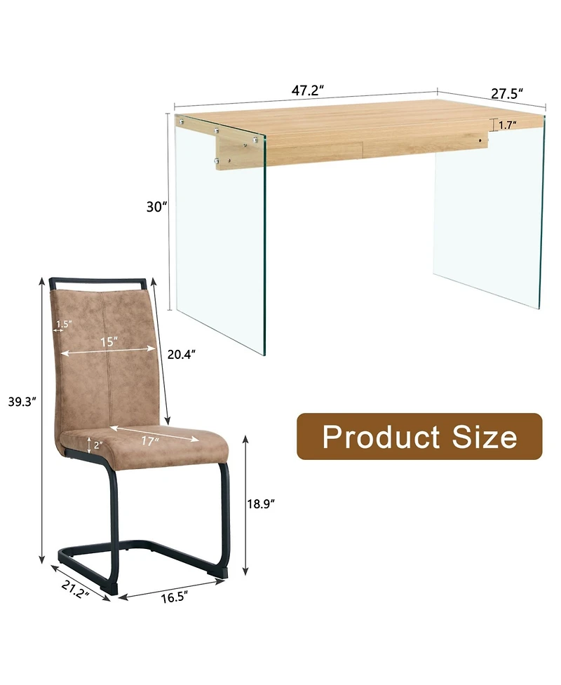 Streamdale Wood Coffee Table Set with 4 Brown Chairs