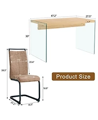 Streamdale Wood Coffee Table Set with 4 Brown Chairs