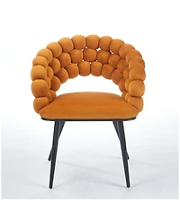 Streamdale Orange Modern Chairs (Set of 2), Golden Legs