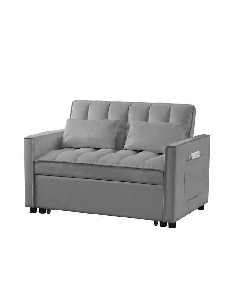 Streamdale New Grey Velvet Loveseat Sofa Bed (7cm legs)