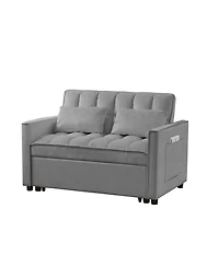 Streamdale New Grey Velvet Loveseat Sofa Bed (7cm legs)