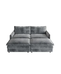 Streamdale Corduroy 2-Seater Sofa with Footrests & Cushions