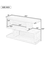Streamdale Retro Console Table with Symmetrical 2-Tier Open Shelf