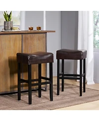Luxurious Faux Leather Bar Stool with Sturdy Rubberwood Legs for Modern Dining