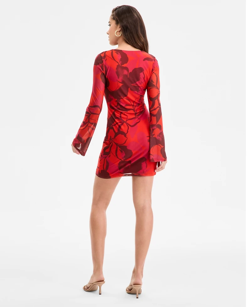 Bar Iii Women's Printed Mesh Mini Dress, Exclusively at Macy's