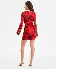 Bar Iii Women's Printed Mesh Mini Dress, Exclusively at Macy's