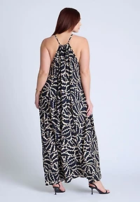 Eloquii Women's Plus Hardware Detail Trapeze Maxi Dress