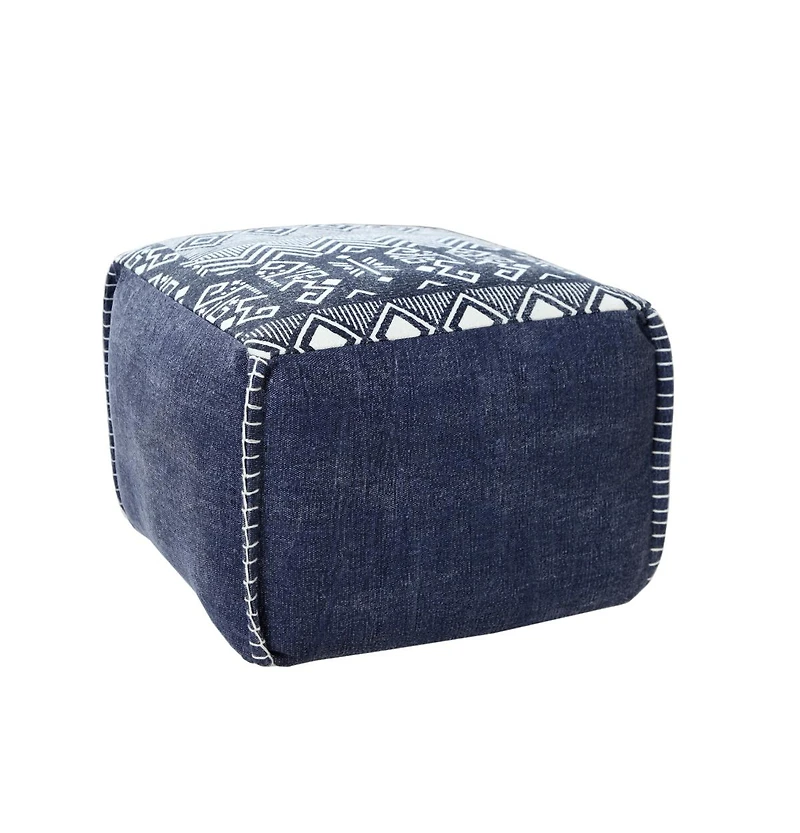 18" Blue 100% Cotton Ottoman