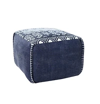 18" Blue 100% Cotton Ottoman