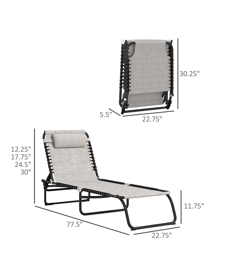 Outsunny 2 Chaise Lounge Pool Chairs, Folding, Reclining