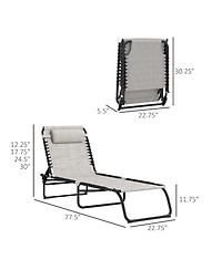 Outsunny 2 Chaise Lounge Pool Chairs, Folding, Reclining