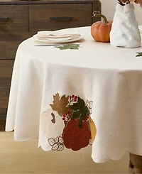 Elrene Fall Feels Cutwork Fabric Tablecloth, 70" Round