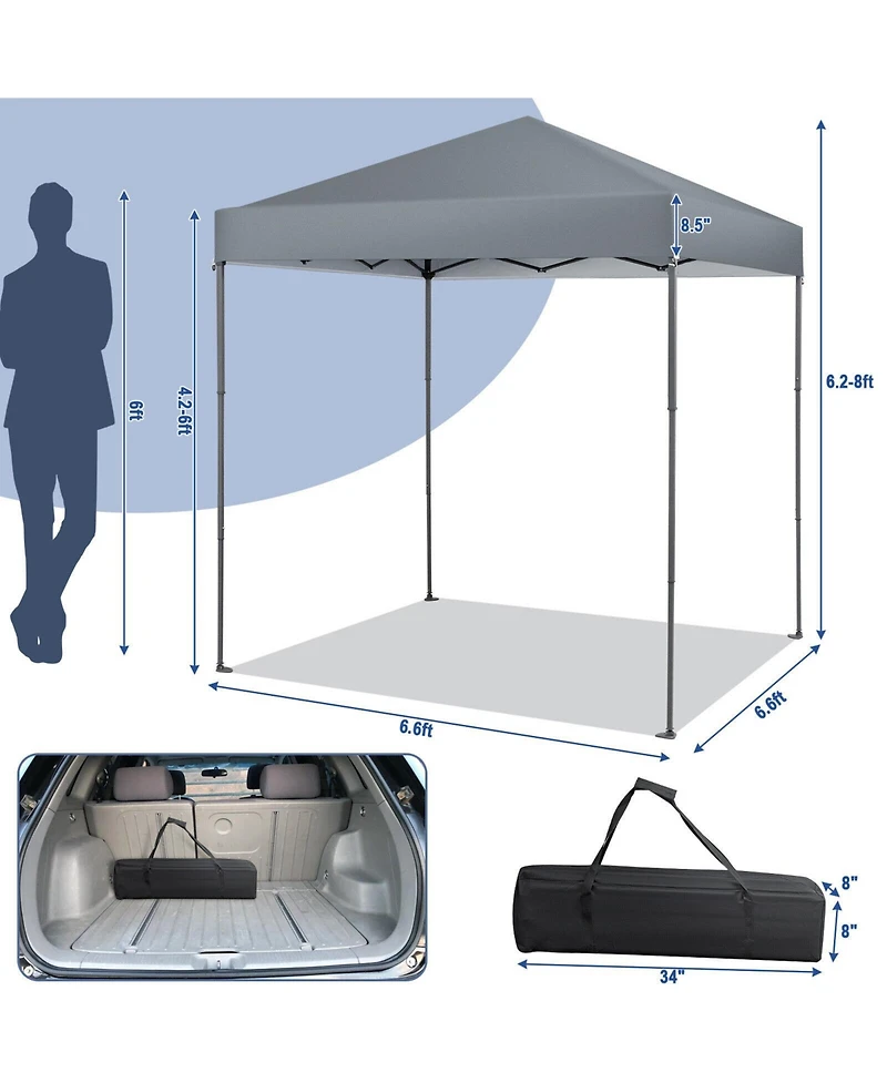 6.6 x 6.6 Feet Outdoor Pop-up Canopy Tent with Upf 50+ Sun Protection-Gray