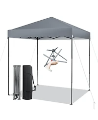 6.6 x 6.6 Feet Outdoor Pop-up Canopy Tent with Upf 50+ Sun Protection-Gray