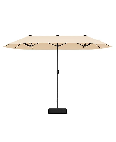 13 Feet Double-Sided Patio Twin Table Umbrella with Crank Handle-Beige