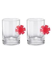 The Wine Savant Poker Chip Whiskey Glasses, Set of 2