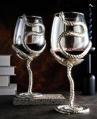 The Wine Savant Snake Stemmed Wine Glasses, Set of 2