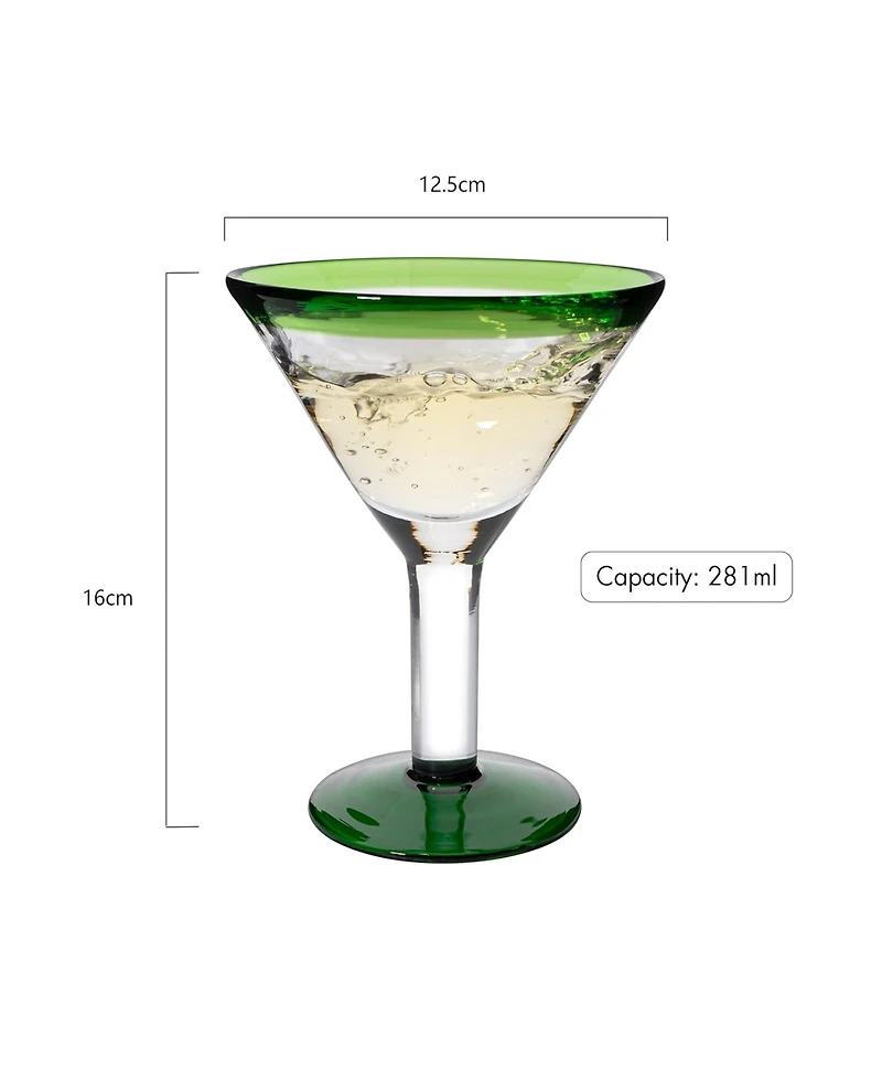 The Wine Savant Handblown Martini and Margarita Glasses, Set of 4