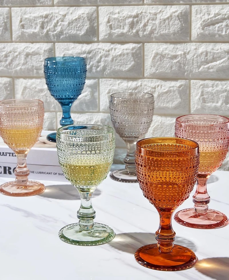 The Wine Savant Khen Vintage Hobnail Goblet Wine Glasses, Set of 6