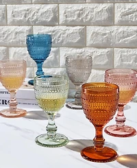 The Wine Savant Khen Vintage Hobnail Goblet Wine Glasses, Set of 6