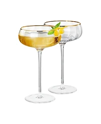 The Wine Savant Khen Vintage Ribbed Coupe Glasses, Set of 2