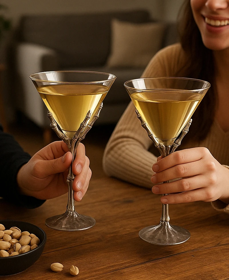 The Wine Savant Skeleton Stemmed Martini Glasses, Set of 2